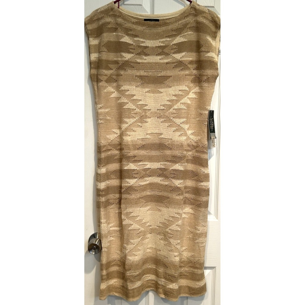 NWT Lauren Ralph Lauren Southwestern Knit Linen Sweater Dress Sz M Aztec Blanket